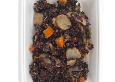 riso nero con porro  e topinamburg